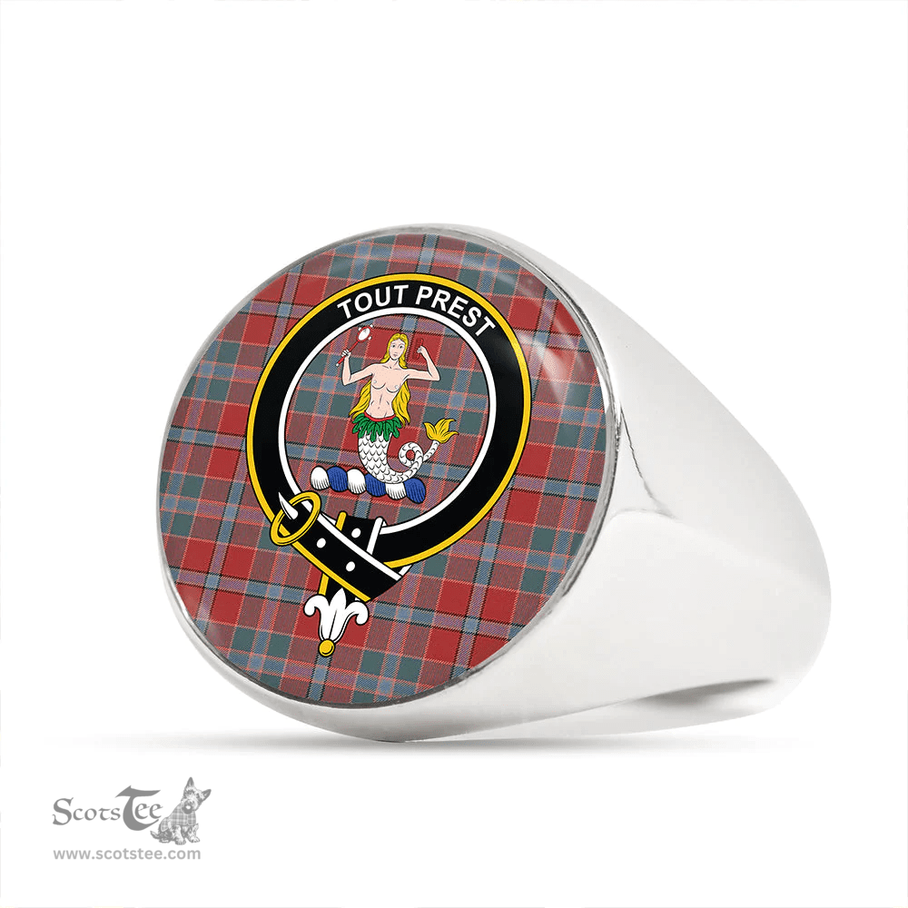 Scottish Murray of Abercairney Weathered Clan Tartan Ring - Crest Classic Scottish Plaid Tartan Plaid