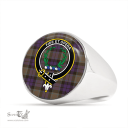 Scottish MacArthur of Milton Weathered Clan Tartan Ring - Crest Classic Scottish Plaid Tartan Plaid