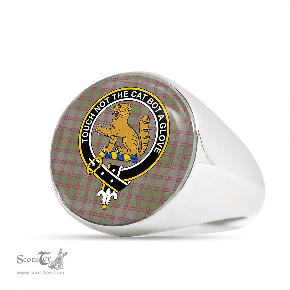 Scottish MacPherson of Glentruim Weathered Clan Tartan Ring - Crest Classic Scottish Plaid Tartan Plaid
