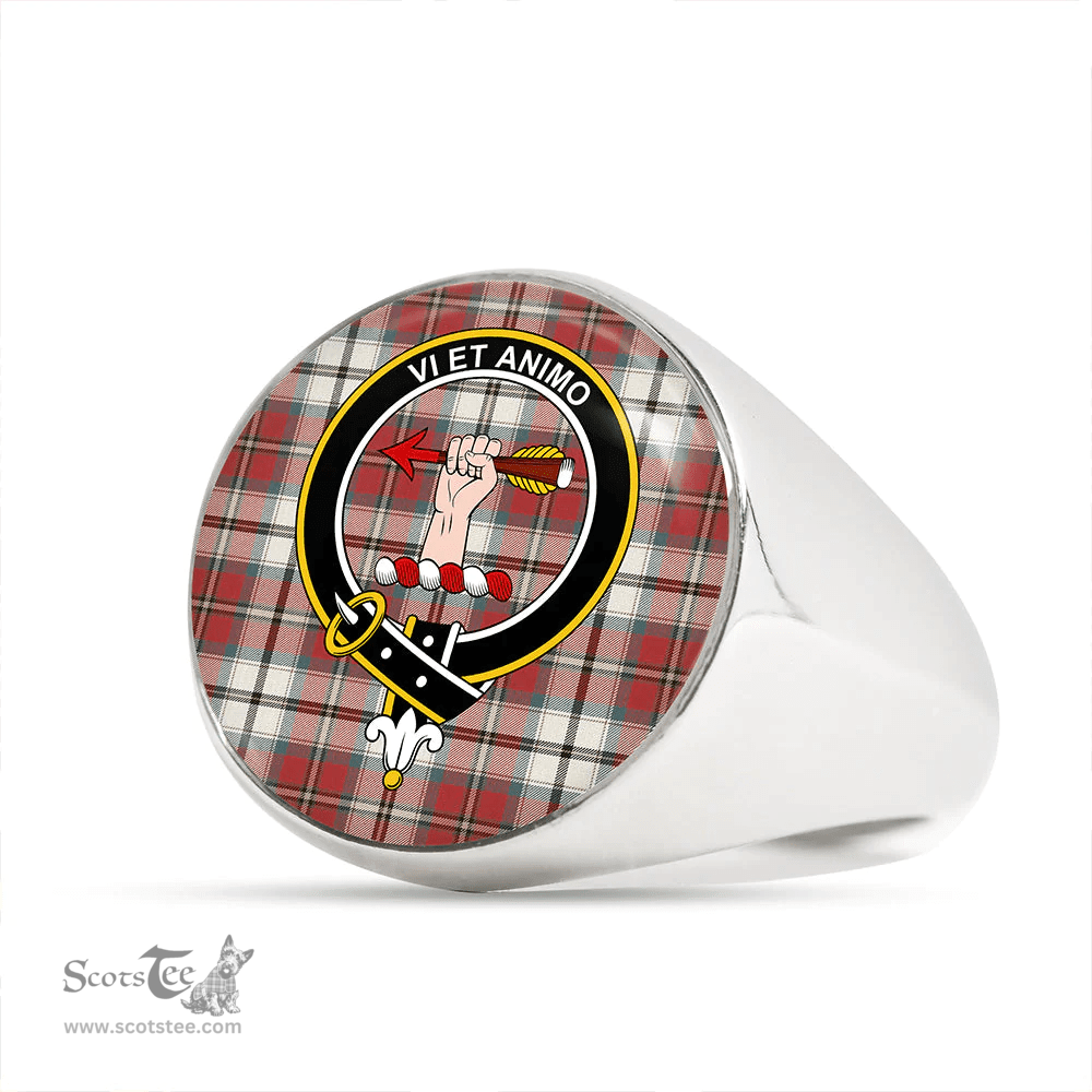 Scottish MacCulloch 1746 Dress Weathered Clan Tartan Ring - Crest Classic Scottish Plaid Tartan Plaid