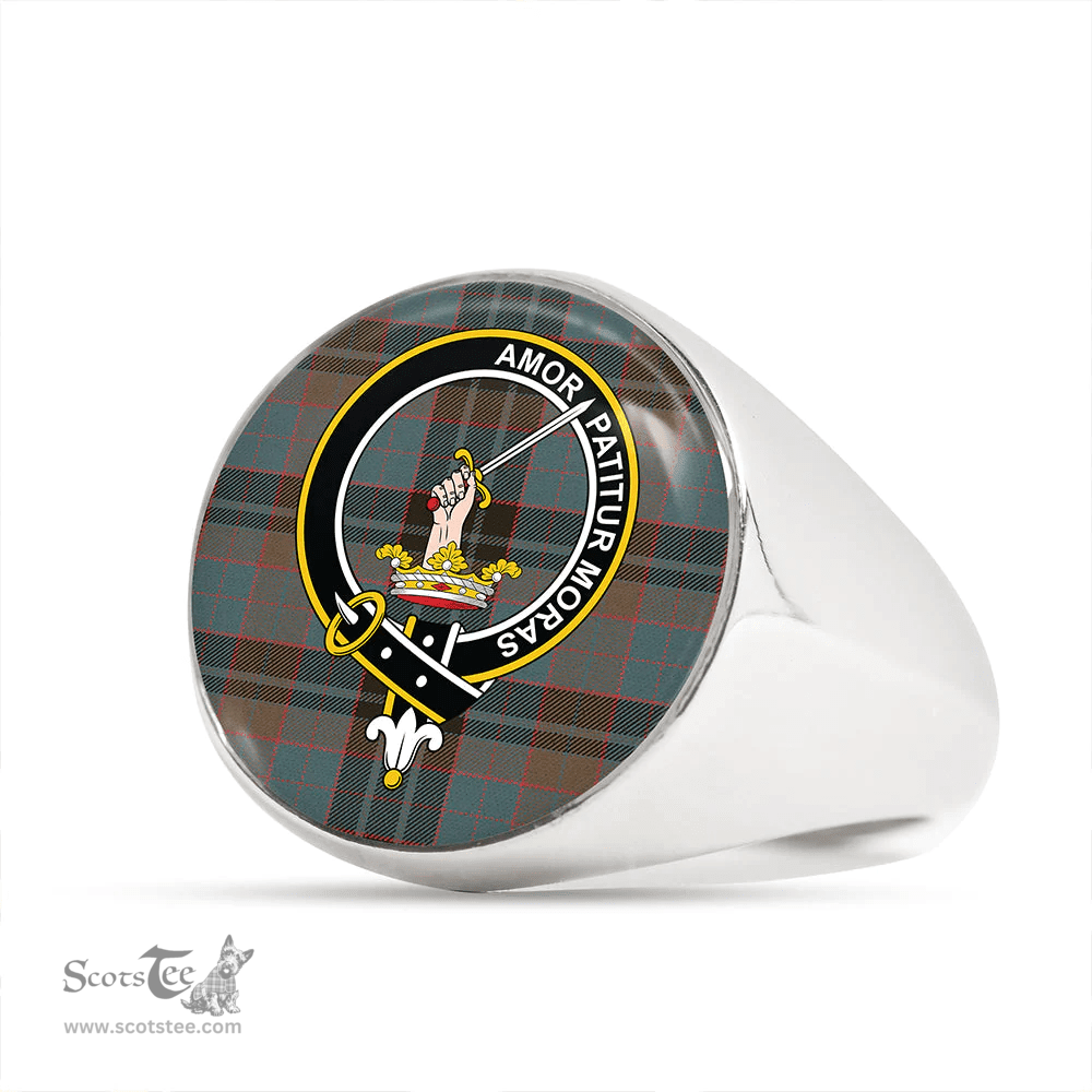 Scottish Lumsden Hunting (Lumsden Green) Weathered Clan Tartan Ring - Crest Classic Scottish Plaid Tartan Plaid