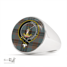 Scottish Lumsden Hunting (Lumsden Green) Weathered Clan Tartan Ring - Crest Classic Scottish Plaid Tartan Plaid