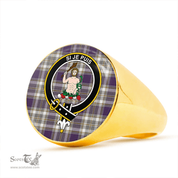 Scottish Livingstone Dress Weathered Clan Tartan Ring - Crest Classic Scottish Plaid Tartan Plaid