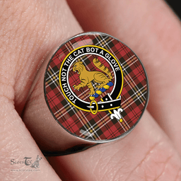 Scottish MacPherson of Cluny Red Weathered Clan Tartan Ring - Crest Classic Scottish Plaid Tartan Plaid