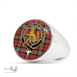 Scottish MacPherson of Cluny Red Weathered Clan Tartan Ring - Crest Classic Scottish Plaid Tartan Plaid