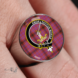 Scottish Lumsden of Clova Weathered Clan Tartan Ring - Crest Classic Scottish Plaid Tartan Plaid