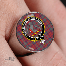 Scottish MacBean of Tomatin (MacBain of Tomatin) Weathered Clan Tartan Ring - Crest Classic Scottish Plaid Tartan Plaid