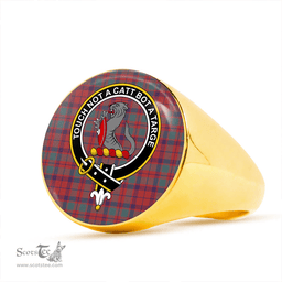 Scottish MacBean of Tomatin (MacBain of Tomatin) Weathered Clan Tartan Ring - Crest Classic Scottish Plaid Tartan Plaid