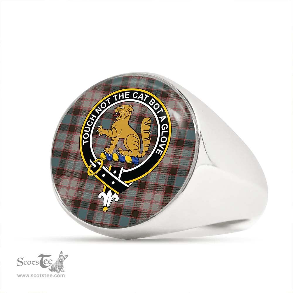 Scottish MacPherson Hunting (MacPherson Badenoch) Weathered Clan Tartan Ring - Crest Classic Scottish Plaid Tartan Plaid
