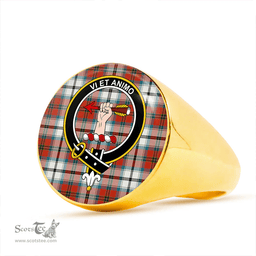 Scottish MacCulloch 1746 Dress Ancient Clan Tartan Ring - Crest Classic Scottish Plaid Tartan Plaid