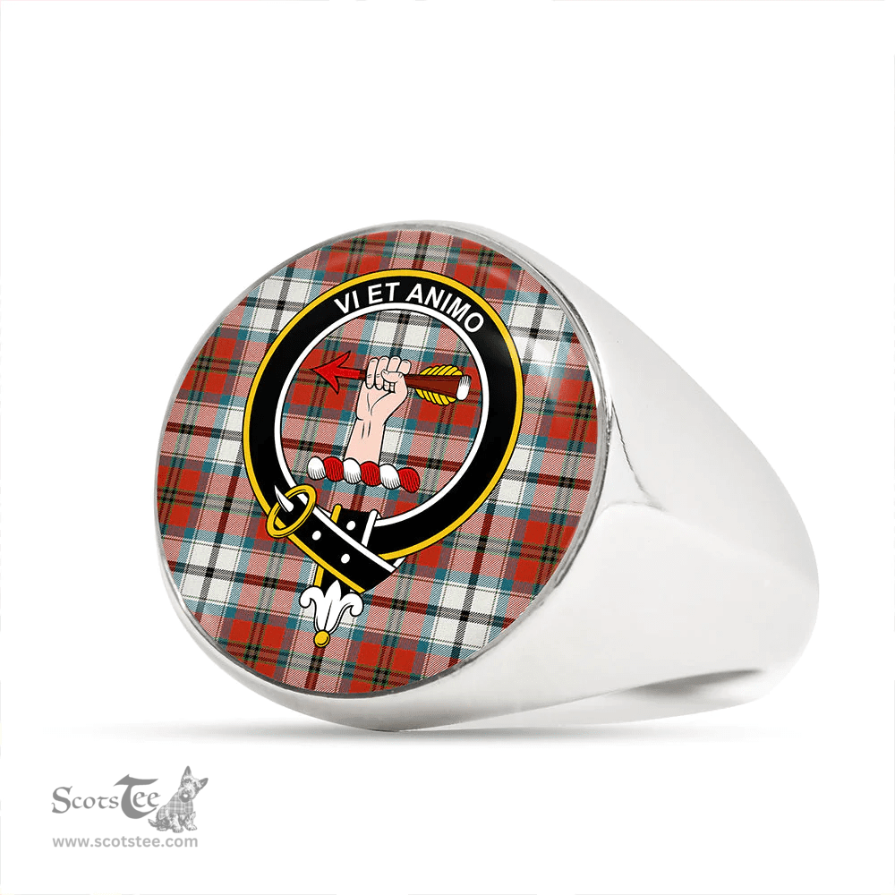 Scottish MacCulloch 1746 Dress Ancient Clan Tartan Ring - Crest Classic Scottish Plaid Tartan Plaid