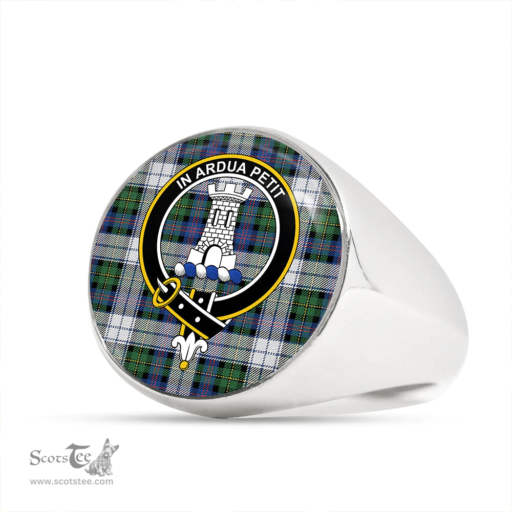 Scottish Malcolm Dress Variant Modern Clan Tartan Ring - Crest Classic Scottish Plaid Tartan Plaid