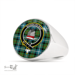 Scottish MacNeil of Barra (MacNeil/MacNeill) Ancient Clan Tartan Ring - Crest Classic Scottish Plaid Tartan Plaid