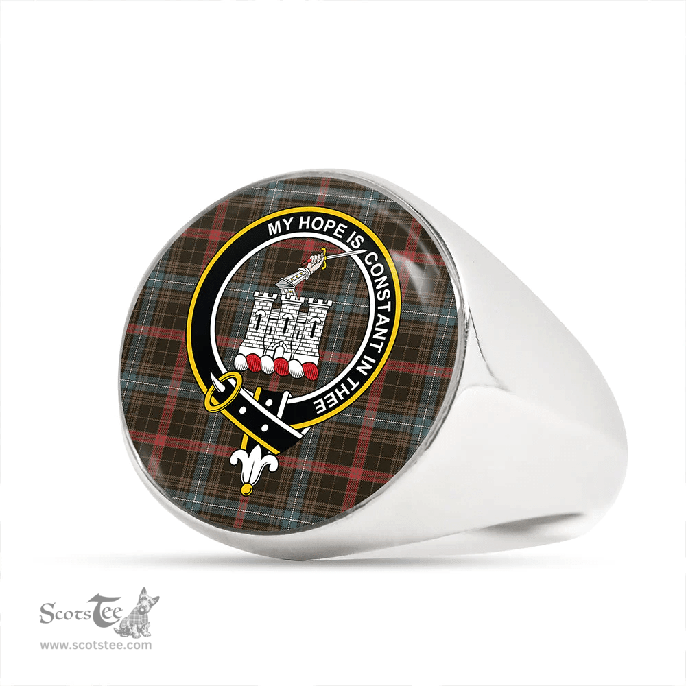 Scottish MacKean Hunting Weathered Clan Tartan Ring - Crest Classic Scottish Plaid Tartan Plaid