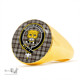 Scottish Little Arisaid Weathered Clan Tartan Ring - Crest Classic Scottish Plaid Tartan Plaid