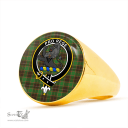 Scottish MacFie Hunting (MacPhee Hunting) Ancient Clan Tartan Ring - Crest Classic Scottish Plaid Tartan Plaid