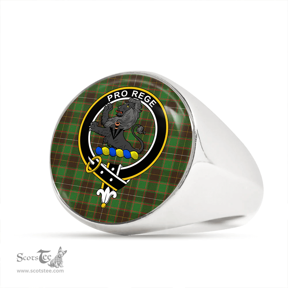 Scottish MacFie Hunting (MacPhee Hunting) Ancient Clan Tartan Ring - Crest Classic Scottish Plaid Tartan Plaid