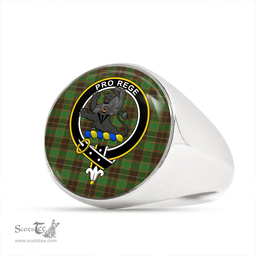 Scottish MacFie Hunting (MacPhee Hunting) Ancient Clan Tartan Ring - Crest Classic Scottish Plaid Tartan Plaid