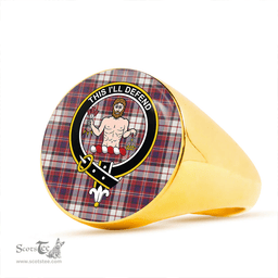 Scottish MacFarlane Dress Weathered Clan Tartan Ring - Crest Classic Scottish Plaid Tartan Plaid