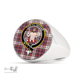 Scottish MacFarlane Dress Weathered Clan Tartan Ring - Crest Classic Scottish Plaid Tartan Plaid