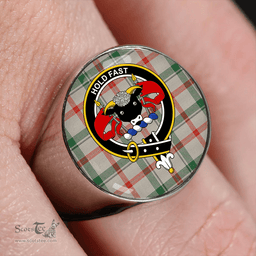 Scottish Miss MacDougal (Personal) (MacLeod Arisaid) Ancient Clan Tartan Ring - Crest Classic Scottish Plaid Tartan Plaid