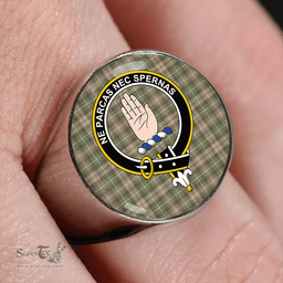 Scottish Lamont Heather (MacLamont Heather) Ancient Clan Tartan Ring - Crest Classic Scottish Plaid Tartan Plaid