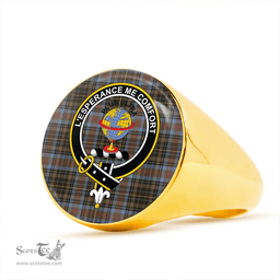 Scottish Nairn #2 Weathered Clan Tartan Ring - Crest Classic Scottish Plaid Tartan Plaid
