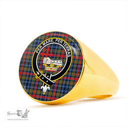 Scottish MacDonald of P.E. Island (Donald of P.E. Island) Modern Clan Tartan Ring - Crest Classic Scottish Plaid Tartan Plaid