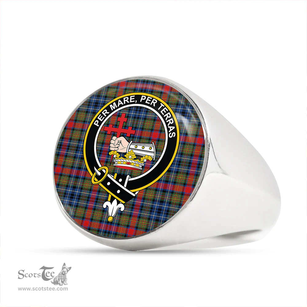 Scottish MacDonald of P.E. Island (Donald of P.E. Island) Modern Clan Tartan Ring - Crest Classic Scottish Plaid Tartan Plaid