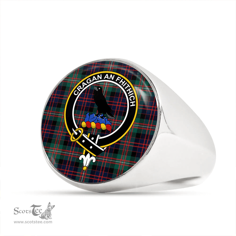 Scottish MacDonell of Glengarry Modern Clan Tartan Ring - Crest Classic Scottish Plaid Tartan Plaid