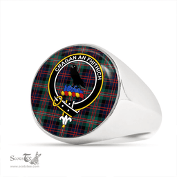 Scottish MacDonell of Glengarry Modern Clan Tartan Ring - Crest Classic Scottish Plaid Tartan Plaid
