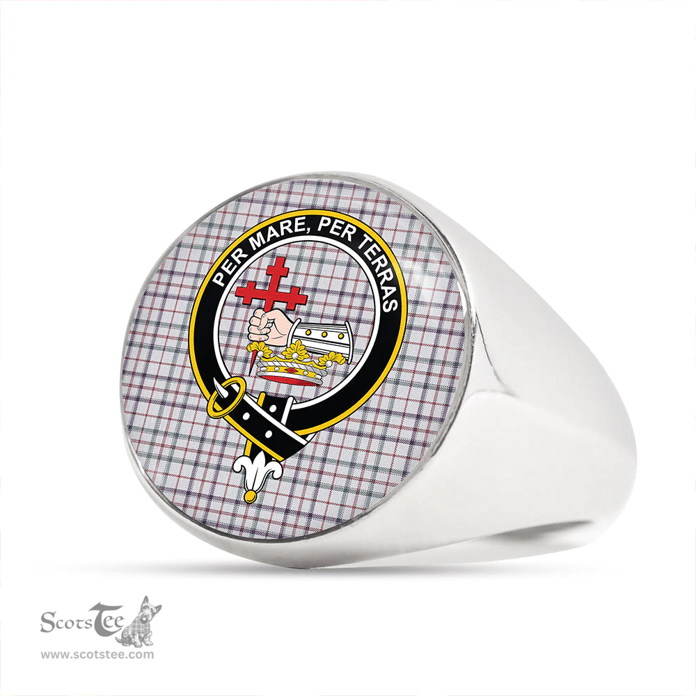 Scottish MacLeod, Wedding (Personal) (MacDougal Arisaid) Weathered Clan Tartan Ring - Crest Classic Scottish Plaid Tartan Plaid