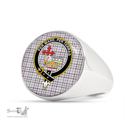 Scottish MacLeod, Wedding (Personal) (MacDougal Arisaid) Weathered Clan Tartan Ring - Crest Classic Scottish Plaid Tartan Plaid