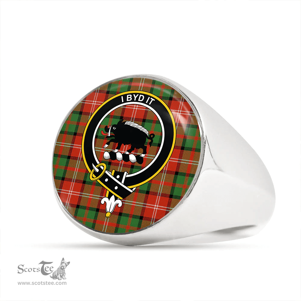 Scottish Nisbet (Nisbit) Ancient Clan Tartan Ring - Crest Classic Scottish Plaid Tartan Plaid