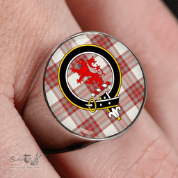 Scottish MacBrair Dress #2 Weathered Clan Tartan Ring - Crest Classic Scottish Plaid Tartan Plaid