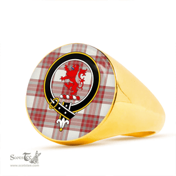 Scottish MacBrair Dress #2 Weathered Clan Tartan Ring - Crest Classic Scottish Plaid Tartan Plaid
