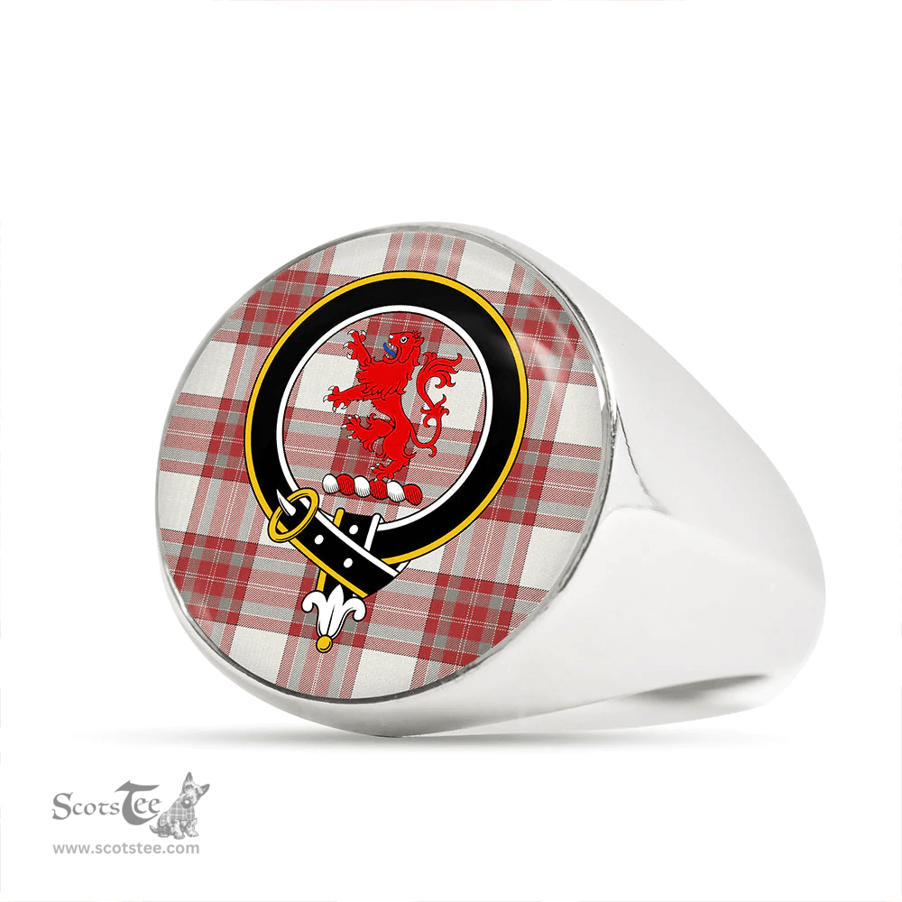 Scottish MacBrair Dress #2 Weathered Clan Tartan Ring - Crest Classic Scottish Plaid Tartan Plaid