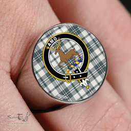 Scottish Scott Dress Turquoise Weathered Clan Tartan Ring - Crest Classic Scottish Plaid Tartan Plaid