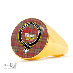 Scottish MacDonald of Glencoe (Donald of Glencoe) Weathered Clan Tartan Ring - Crest Classic Scottish Plaid Tartan Plaid