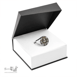 Scottish Menzies Brown & White Modern Clan Tartan Ring - Crest Classic Scottish Plaid Tartan Plaid