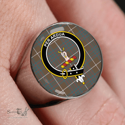 Scottish MacIntyre Hunting (Vestiarium Scoticum) Weathered Clan Tartan Ring - Crest Classic Scottish Plaid Tartan Plaid