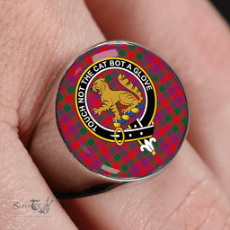 Scottish MacGowan Portrait (Gow Portrait) Modern Clan Tartan Ring - Crest Classic Scottish Plaid Tartan Plaid