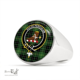 Scottish MacAulay Hunting Ancient Clan Tartan Ring - Crest Classic Scottish Plaid Tartan Plaid