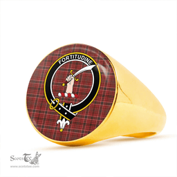 Scottish MacRae The Prince's Own #2 Weathered Clan Tartan Ring - Crest Classic Scottish Plaid Tartan Plaid