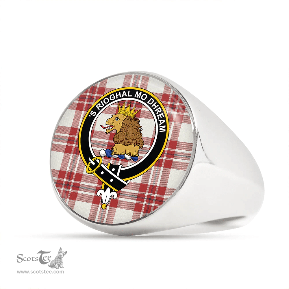 Scottish MacGregor Dress Red (Gregor Dress Red) Weathered Clan Tartan Ring - Crest Classic Scottish Plaid Tartan Plaid