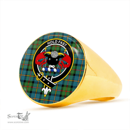 Scottish MacLeod of Harris (MacLeod Hunting) Ancient Clan Tartan Ring - Crest Classic Scottish Plaid Tartan Plaid