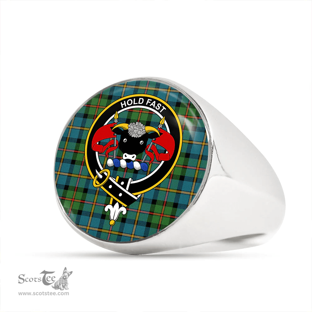 Scottish MacLeod of Harris (MacLeod Hunting) Ancient Clan Tartan Ring - Crest Classic Scottish Plaid Tartan Plaid