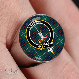 Scottish MacIntyre Hunting (Vestiarium Scoticum) Modern Clan Tartan Ring - Crest Classic Scottish Plaid Tartan Plaid