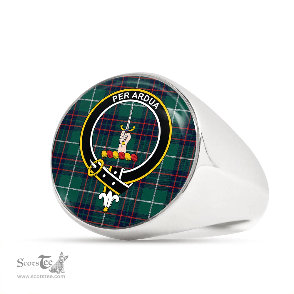 Scottish MacIntyre Hunting (Vestiarium Scoticum) Modern Clan Tartan Ring - Crest Classic Scottish Plaid Tartan Plaid