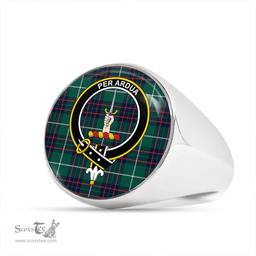 Scottish MacIntyre Hunting (Vestiarium Scoticum) Modern Clan Tartan Ring - Crest Classic Scottish Plaid Tartan Plaid